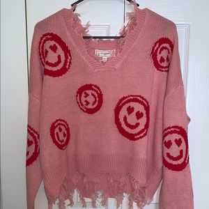 Pink/ Red smiley face sweater